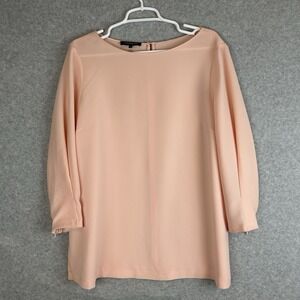 Lafayette 148 Blouse Women's Size 12 Pink 3/4 Sleeve Career